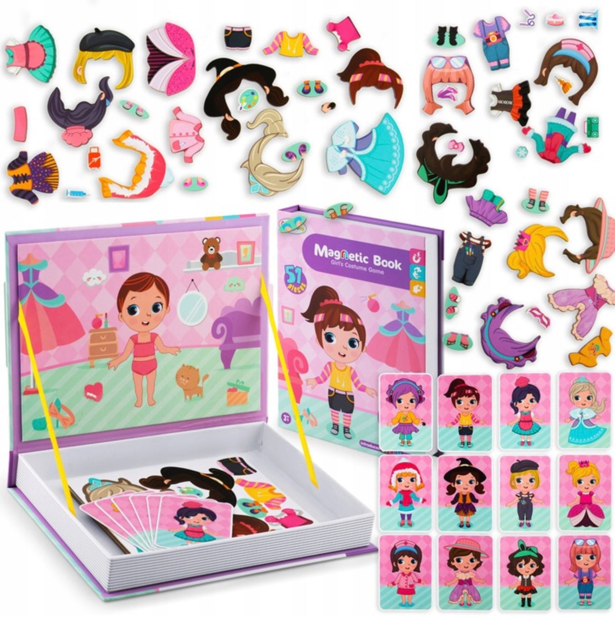 Magnetic PUZZLE MONTESSORI DRESS UP BOOK 51 EL CARDS styling