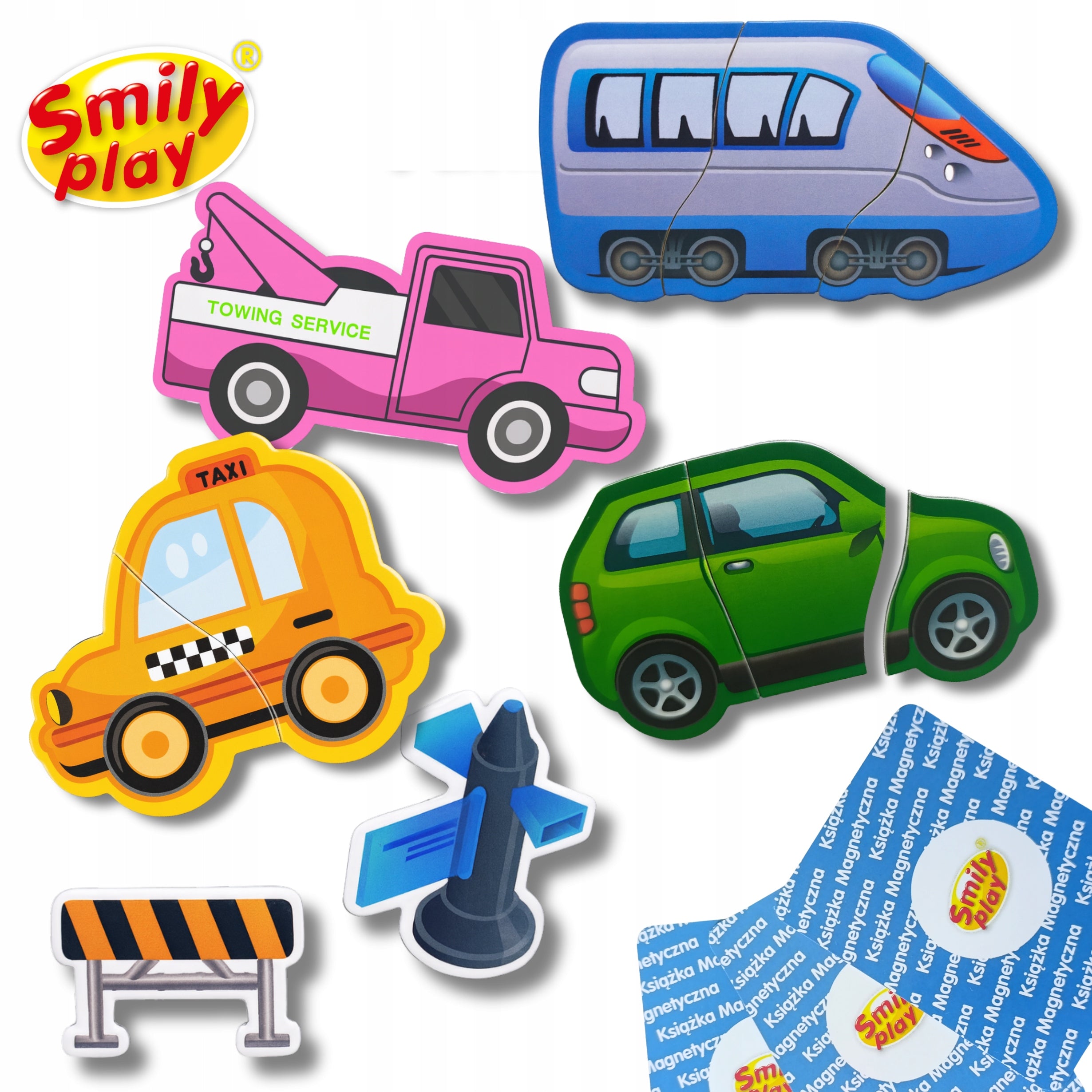 Magnetic Puzzle Vehicles Cars Book Smily Play for Kids 3+ Puzzle Packaging status original
