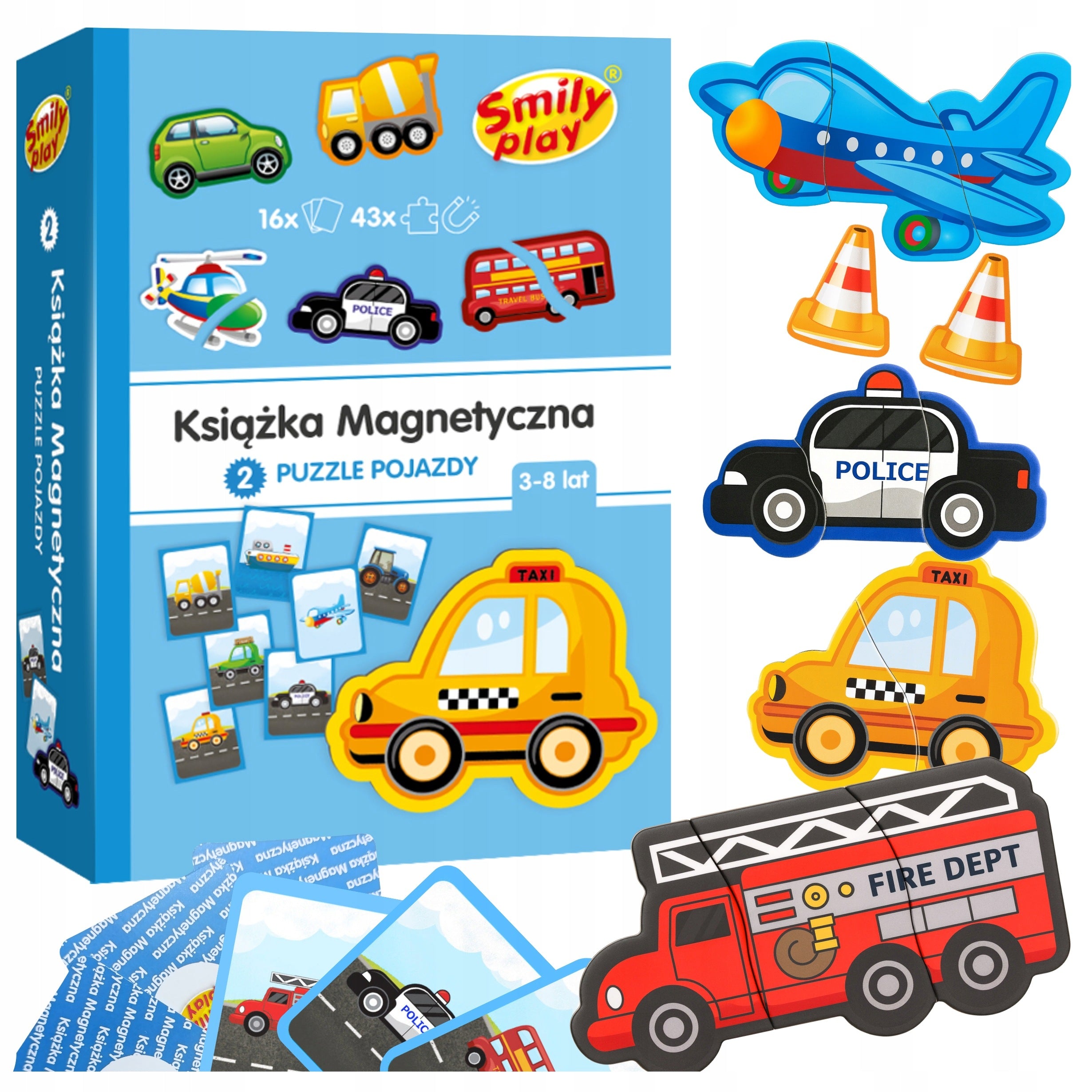 Magnetic Puzzle Vehicles Cars Book Smily Play for Kids 3+ Puzzle