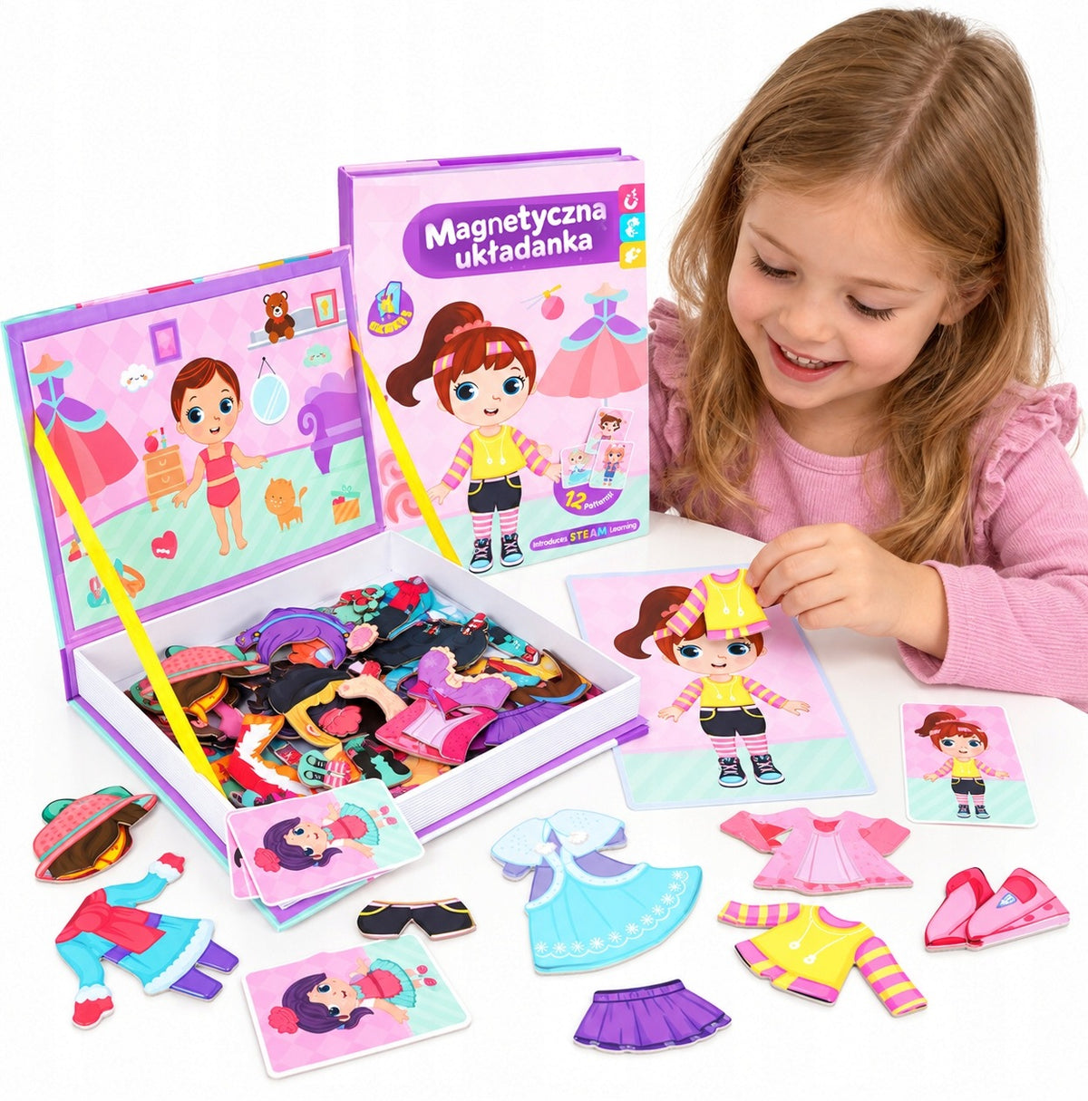 Magnetic Puzzle for Girls Dress Up 12 Patterns Creative Set