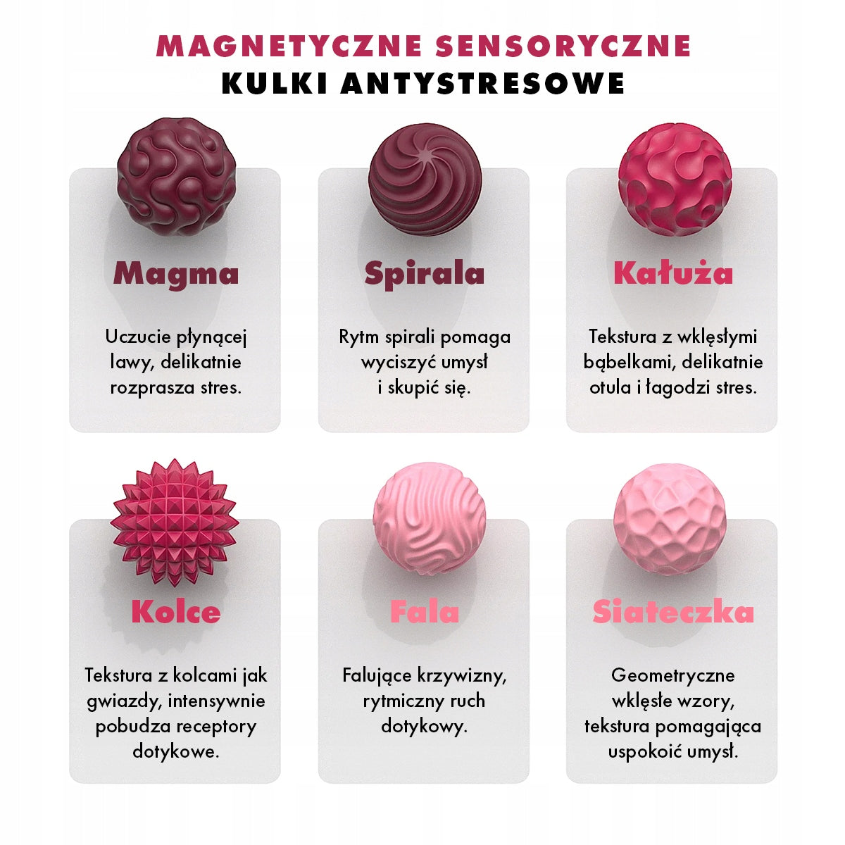 Magnetic Sensory Anti-Stress Balls with Case: Wine Shades 6 Pieces Manufacturer code 5 905 408 880 078