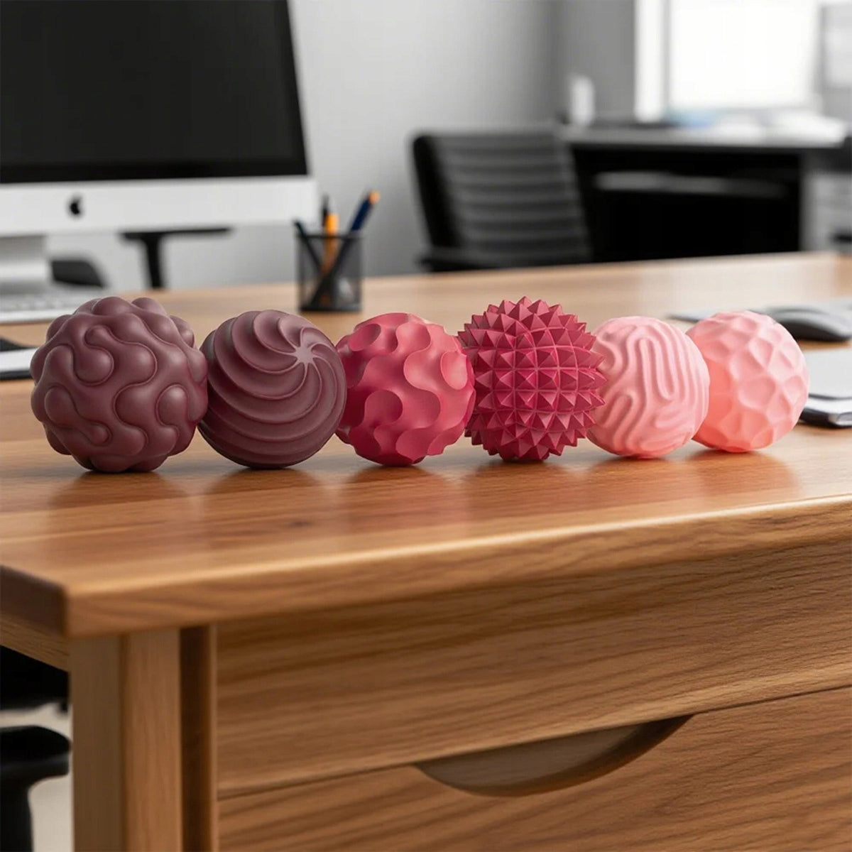 Magnetic Sensory Anti-Stress Balls with Case: Wine Shades 6 Pieces Packaging status original