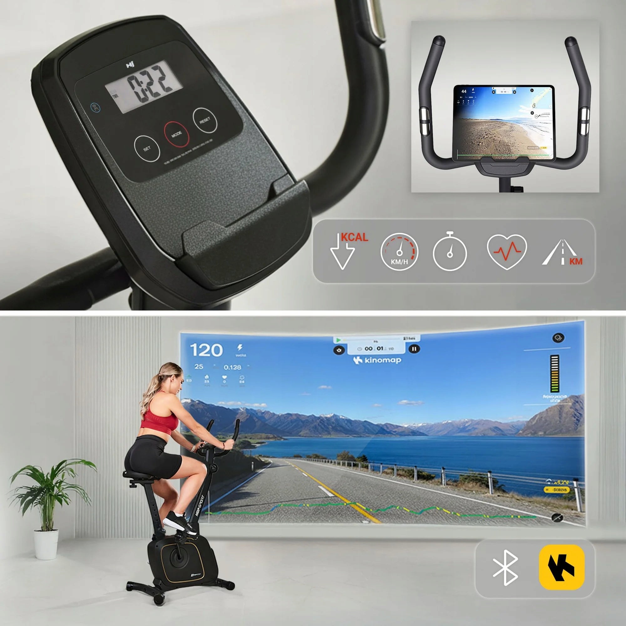 Magnetic Stationary Exercise Bike for Bluetooth Exercises Kinomap Brand Hop-Sport