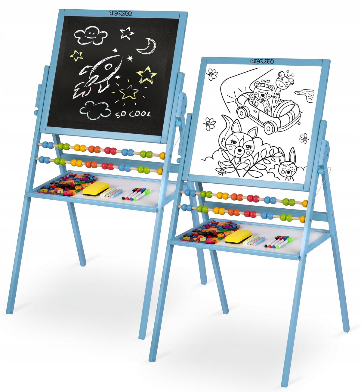Magnetic chalk rotary board Ricokids - blue Packaging status original