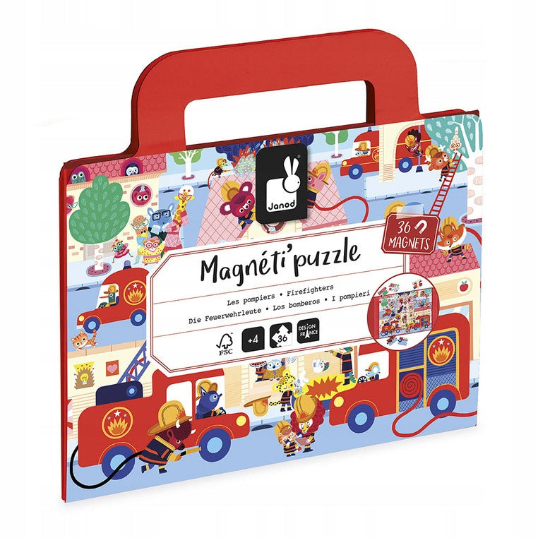 Magnetic puzzle Fire Brigade 36 el. Puzzle with magnets Janod Packaging status original