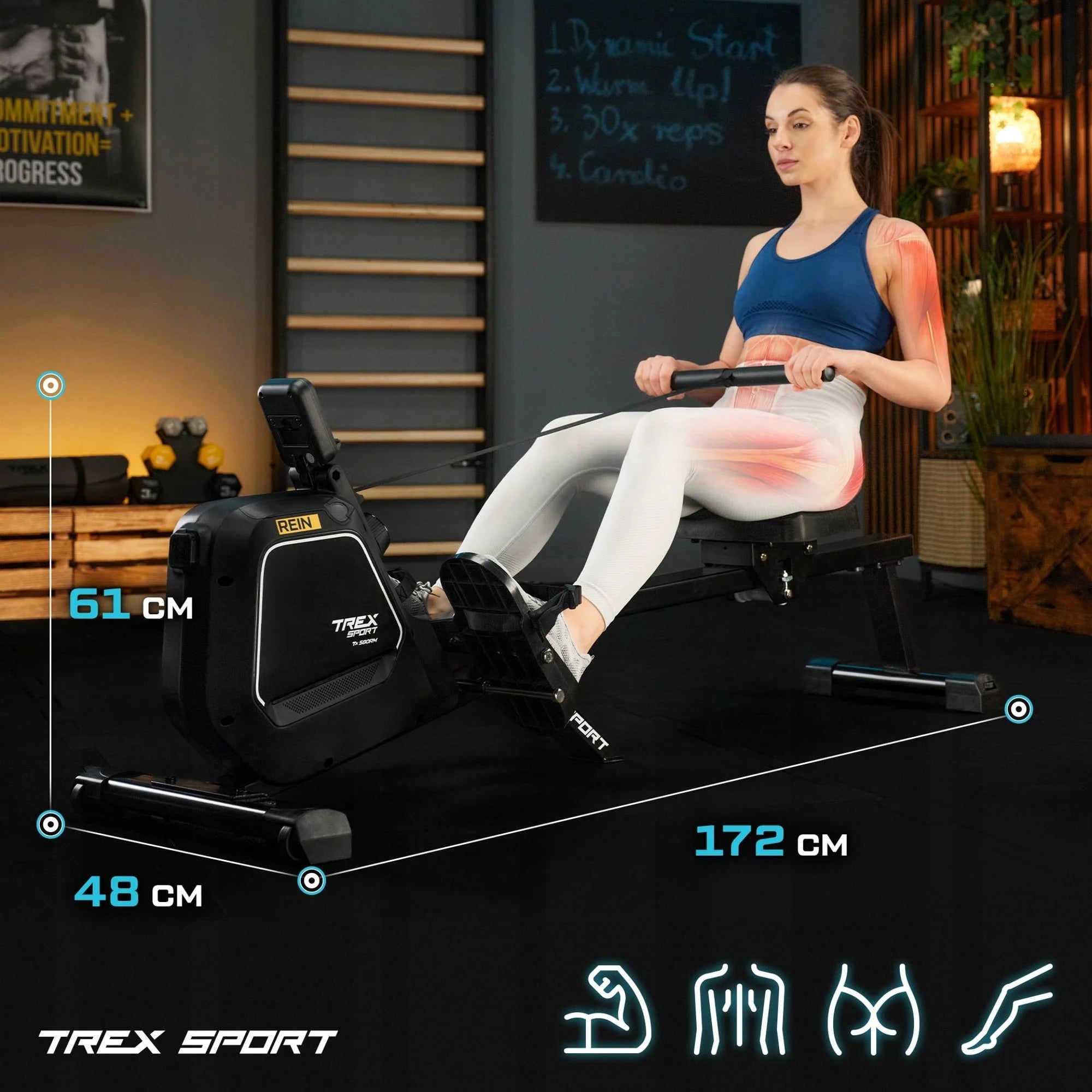 Magnetic rowing machine folding for exercises rowing machine Trex Sport Packaging status original