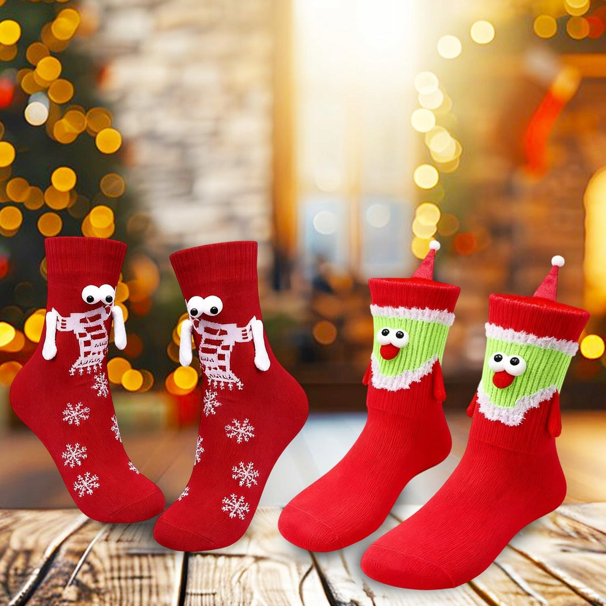 Magnetic socks for the holidays 2 pairs red unisex fun Brand no brand