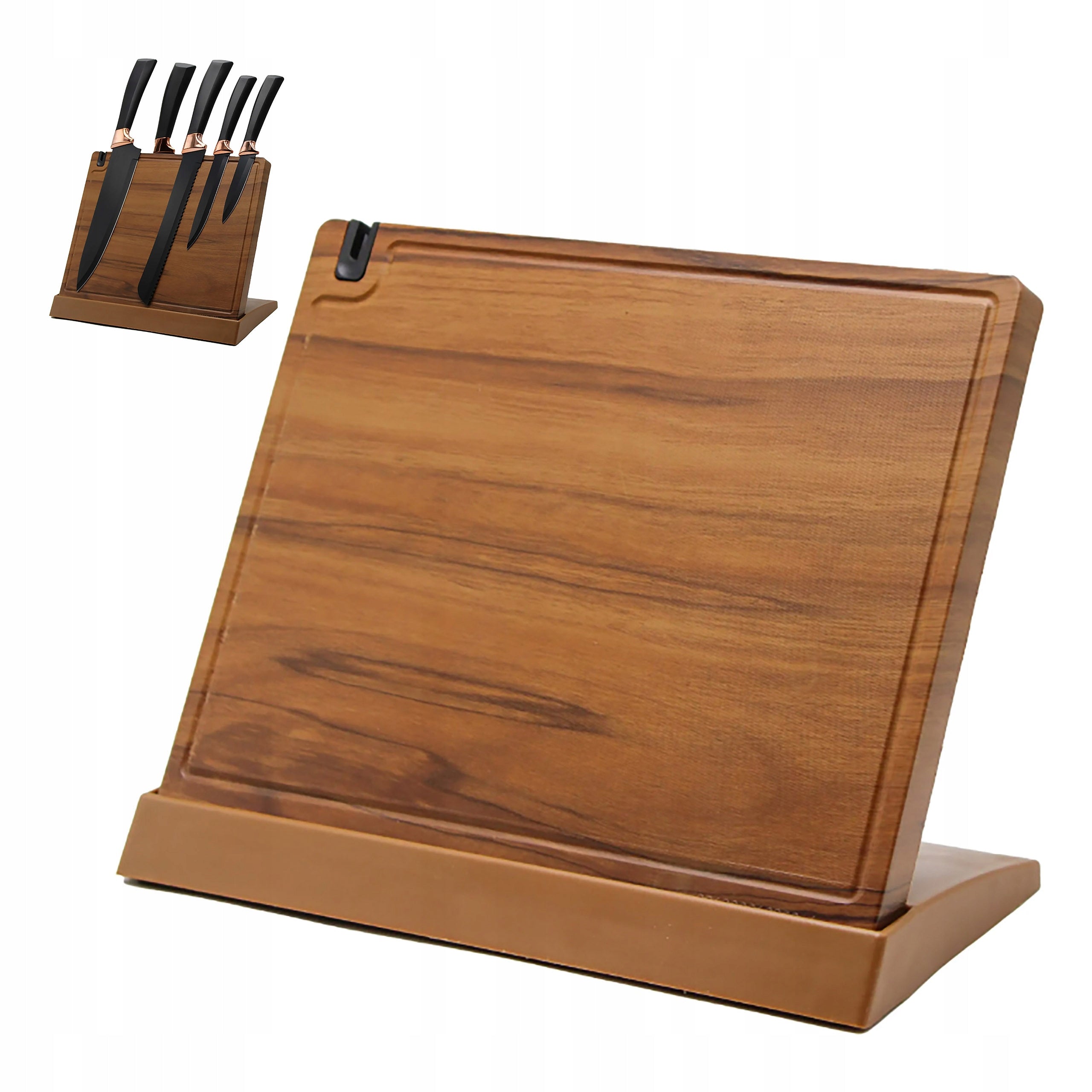 Magnetic stand for kitchen knives block universal brown magnet