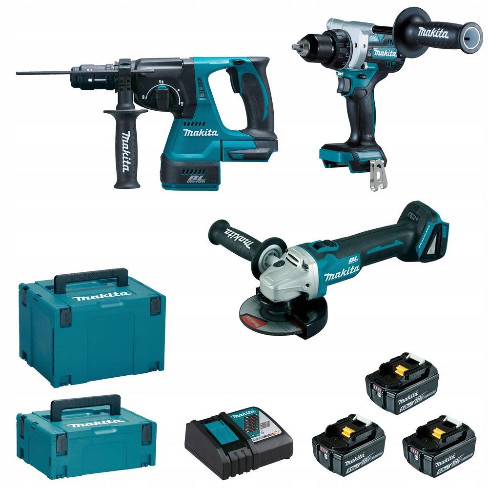 Makita COMBO set 18V DGA506 DHR243 DDF490 DLX3202TJ 3x5AH