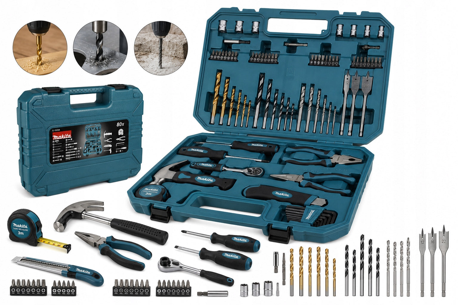 Makita Tool Set 80 El. Case Bits Drill Bits