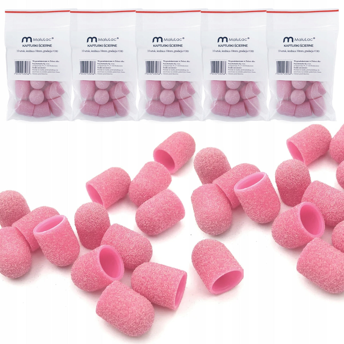 MaluLac 50x Abrasive caps for rubber carrier pedicure 10mm 180