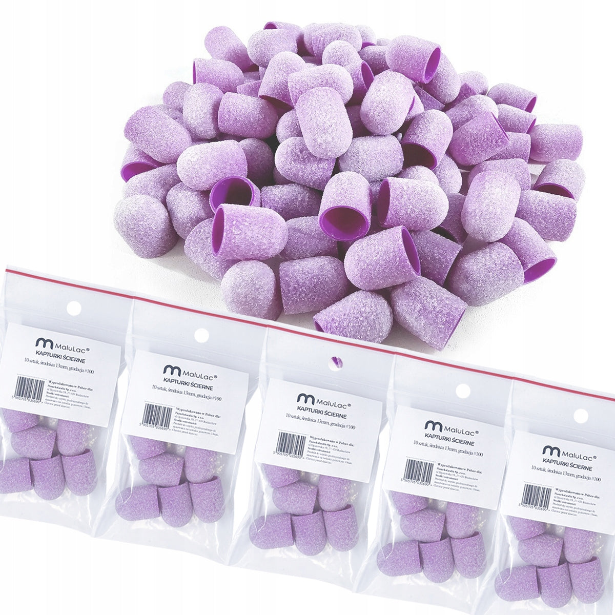 MaluLac 50x Abrasive caps for rubber carrier pedicure 13mm 100 Color pink