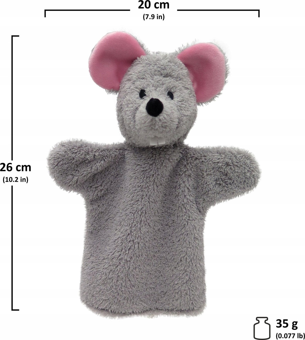 Maňásek na ruku Myška 26 cm, textilní, ruční výroba ČR Kid's age 3+ years