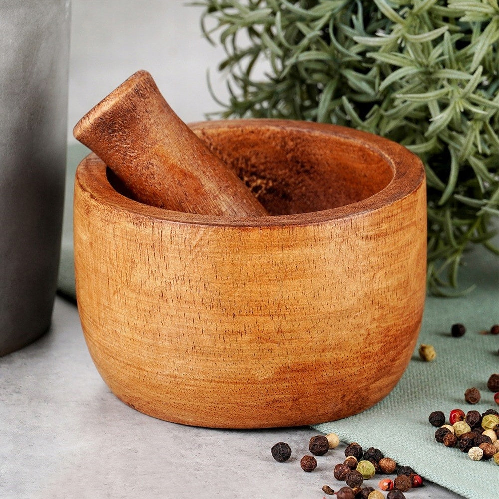 Mango WOODEN mortar for grinding spices herbs pesto seeds Packaging status original