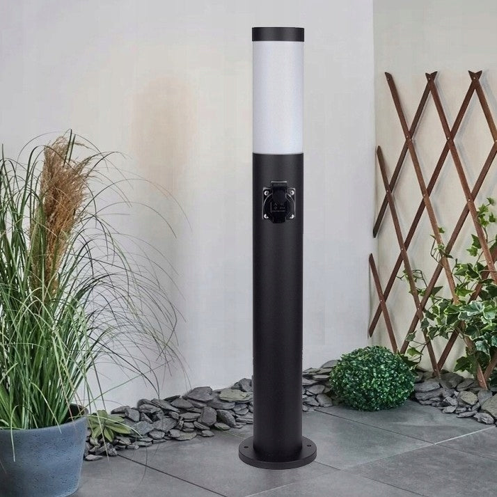 Manila H65 Garden Standing Lamp with Socket Round Black Batteries included no