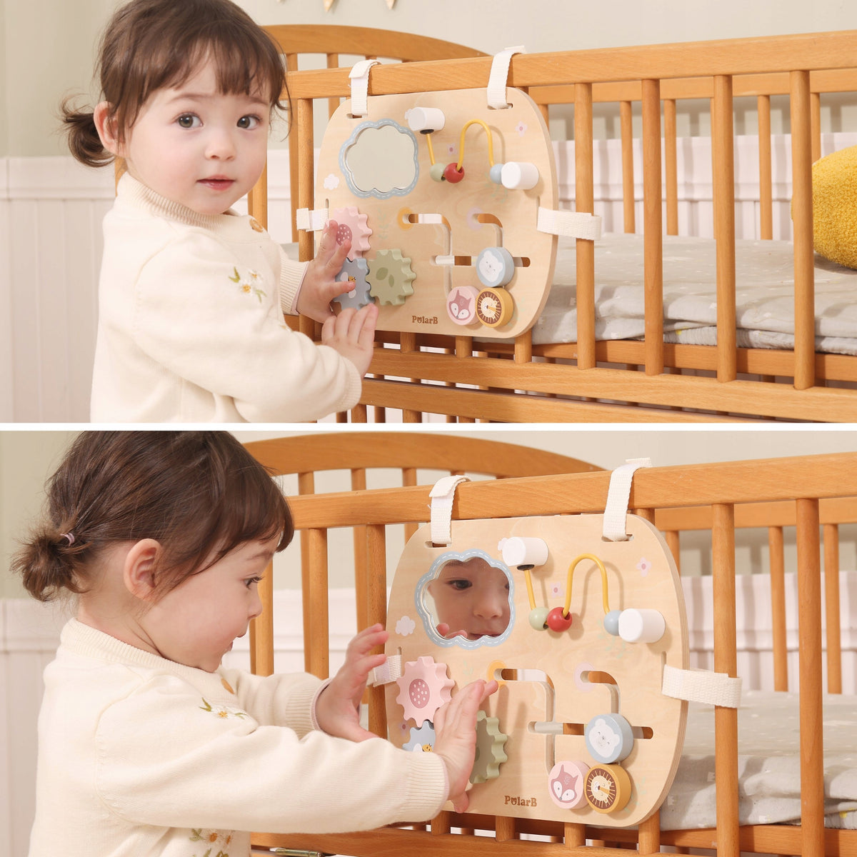 Manipulation Board Multifunctional Wooden Toothed Wheels Mirror 12m+ VIGA Minimum kid's age 12