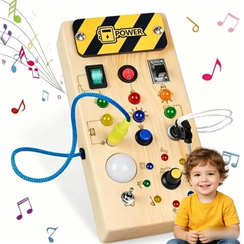Manipulation Board Wooden Educational Sensory LED Switches