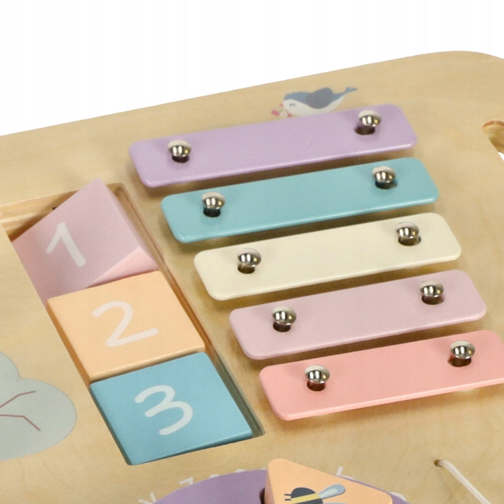 Manipulation board LULILO LUDO wooden sensory table 2in1 pink Kid's age 3+ years