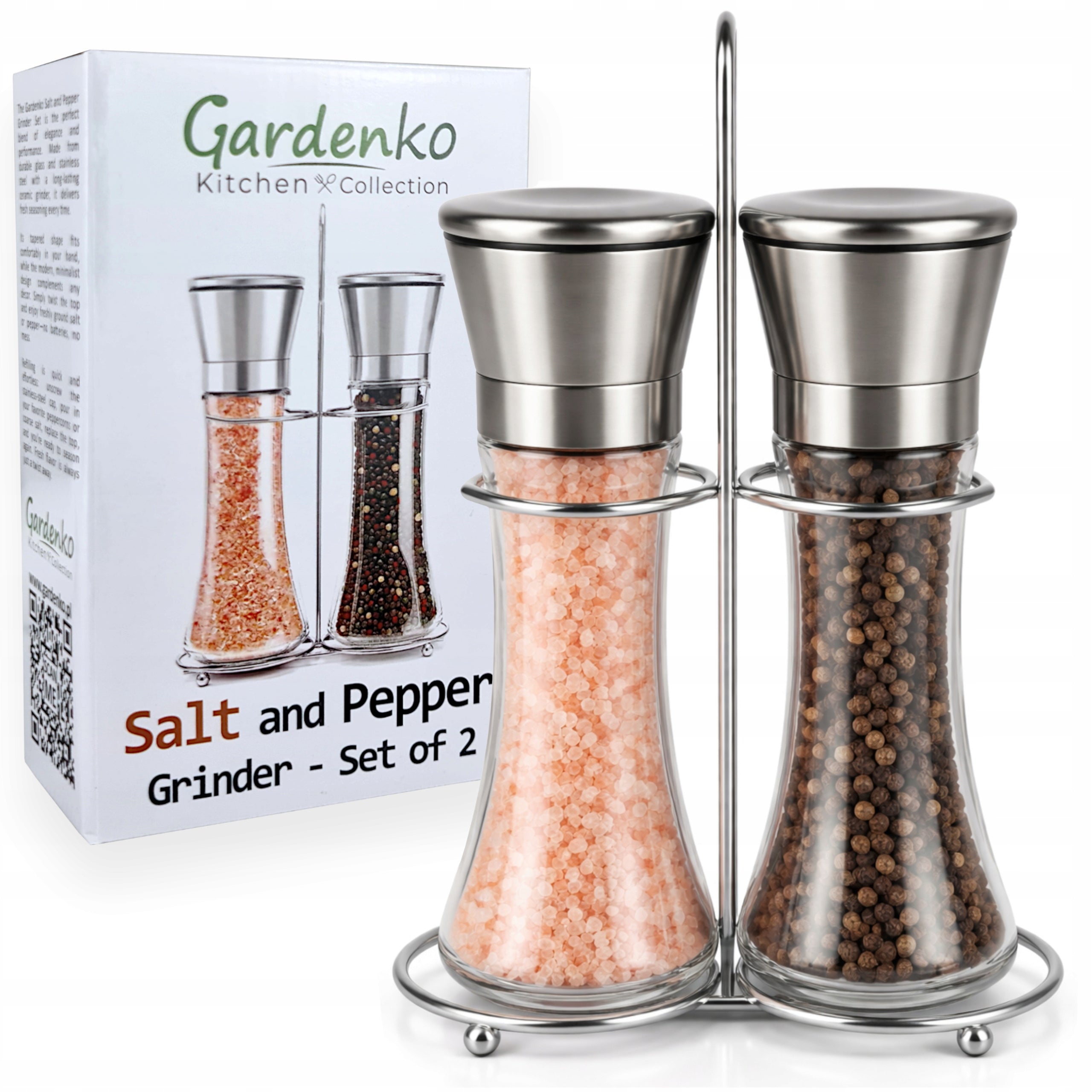 Manual Pepper and Salt Grinder with Stand Pepper shaker Set