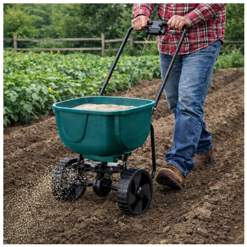 Manual Seed Drill 27L 300 cm Fertilizer Grass Spreader Power supply handheld