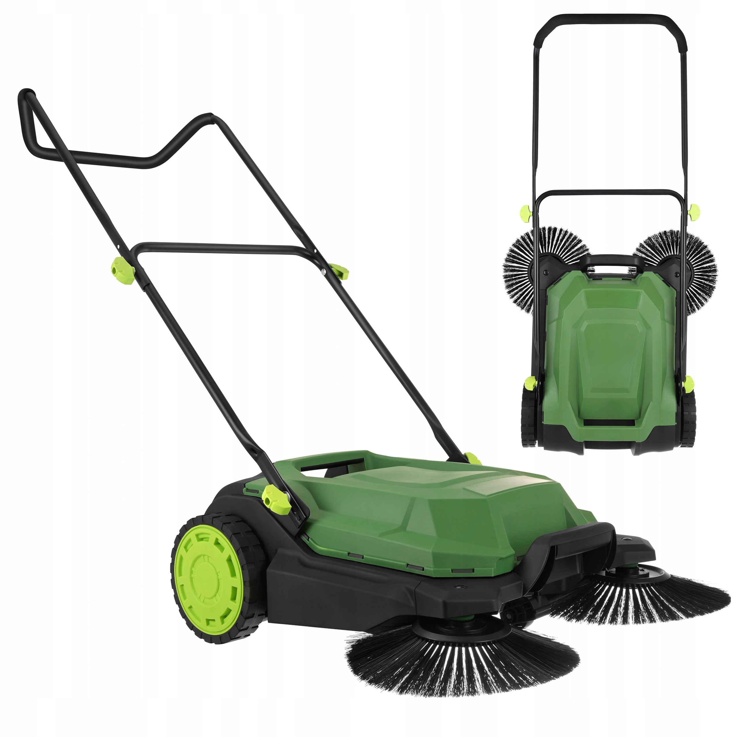 Manual Sweeper for Terrace Sidewalk Cube Leaf Collector 3 Brushes 68cm