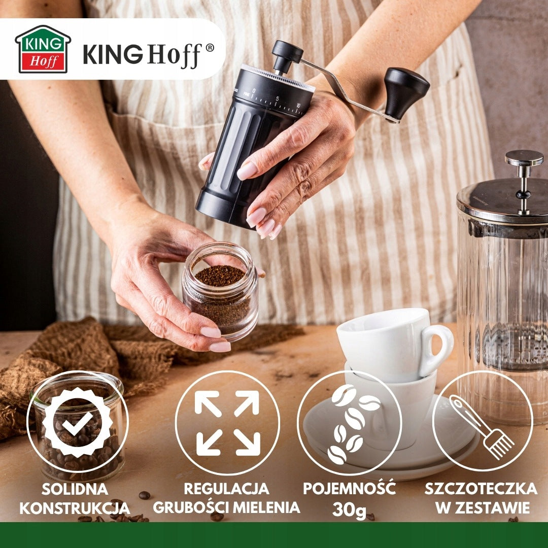 Manual coffee grinder with adjustable grinding thickness, filament + toothbrush Brand Kinghoff