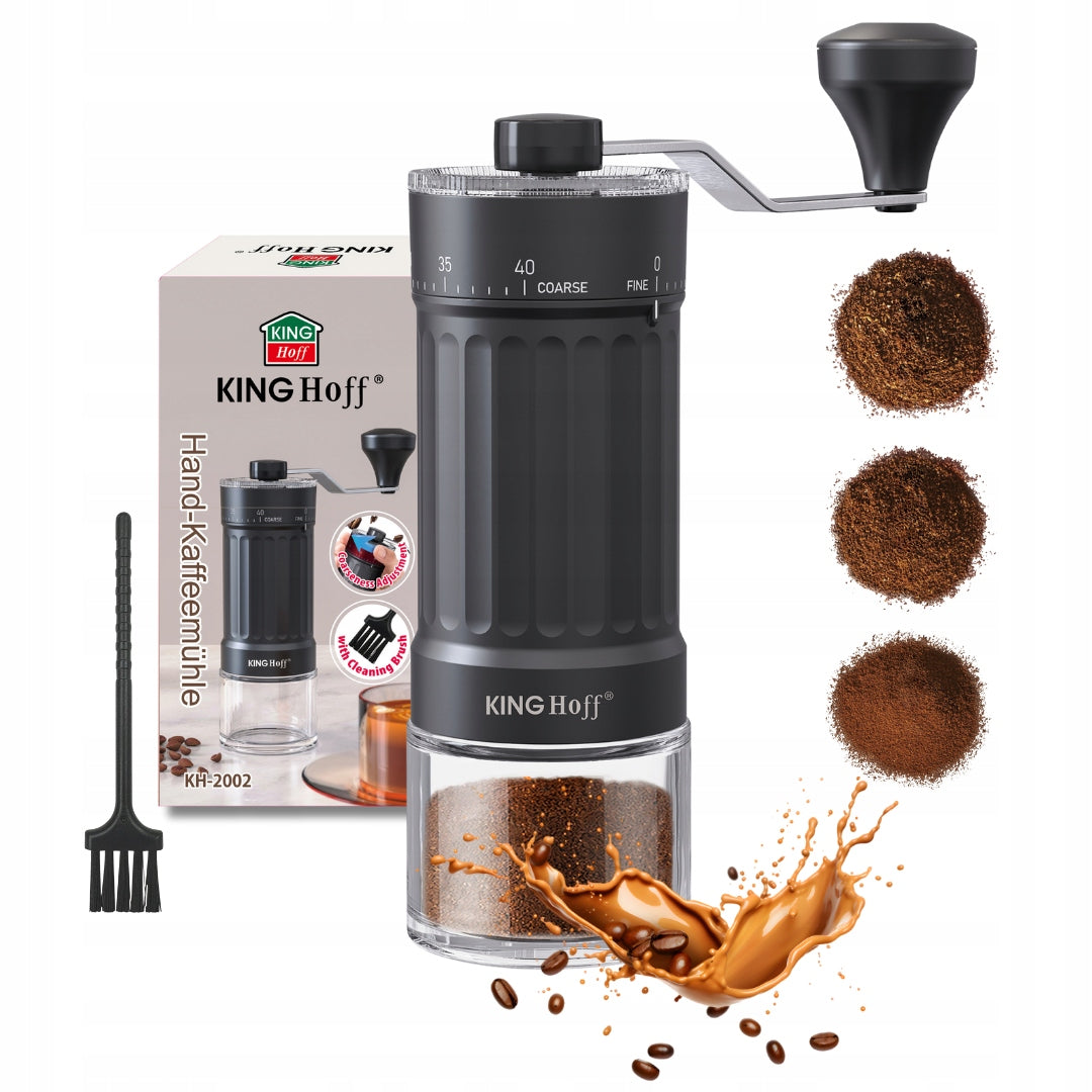 Manual coffee grinder with adjustable grinding thickness, filament + toothbrush