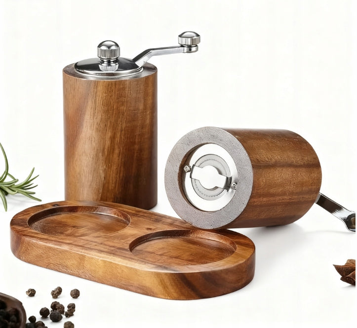 Manual flaxseed grinder with adjustable grinding thickness