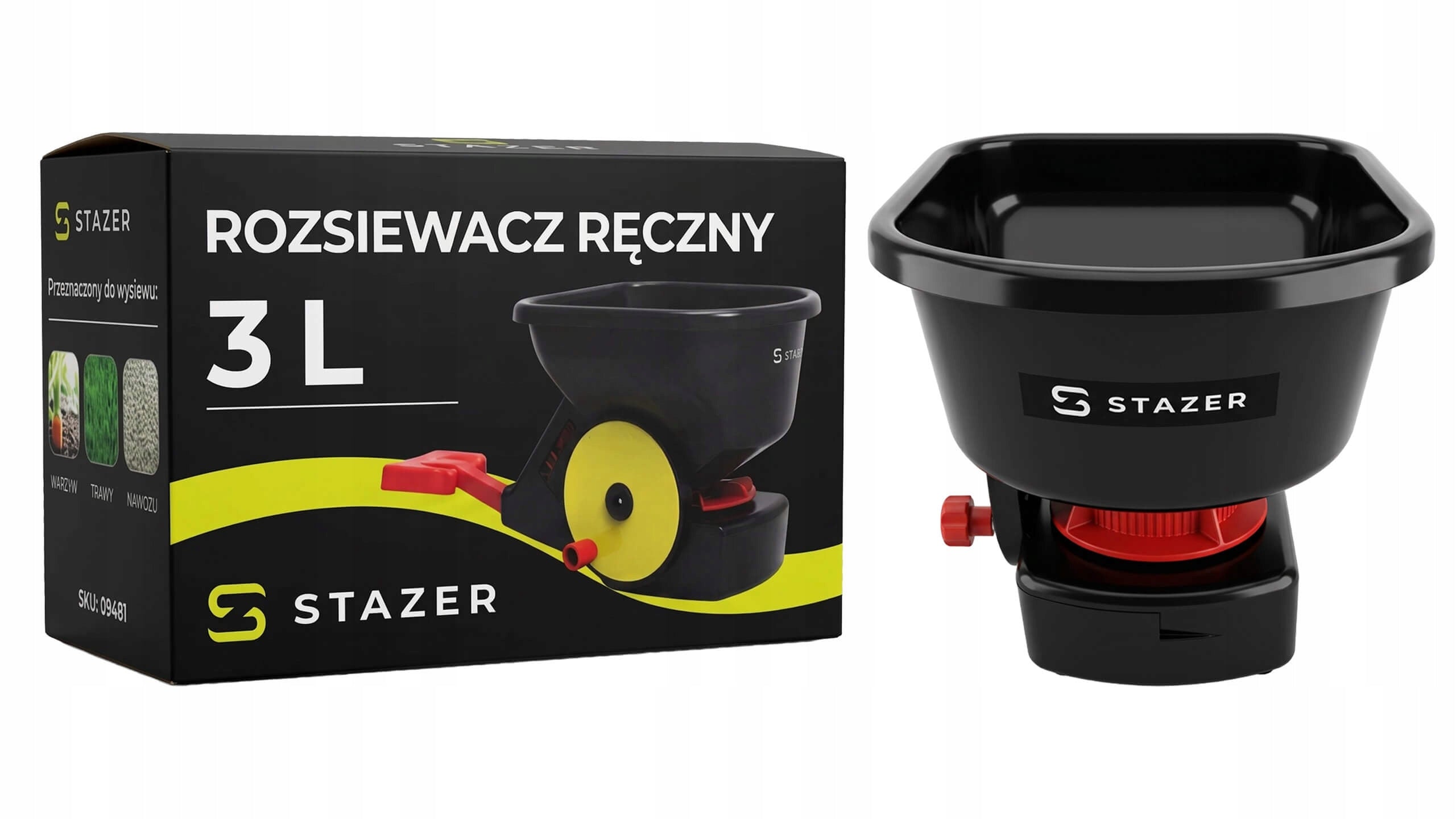 Manual seed drill for road salt grass fertilizer garden crank 3l Manufacturer code na korbkę do siania ogrodu rozsiewania