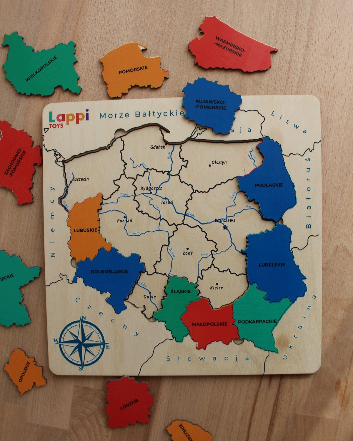 Map Polish + Emblem + Flag l wooden map montessori Manufacturer code mapa-polski