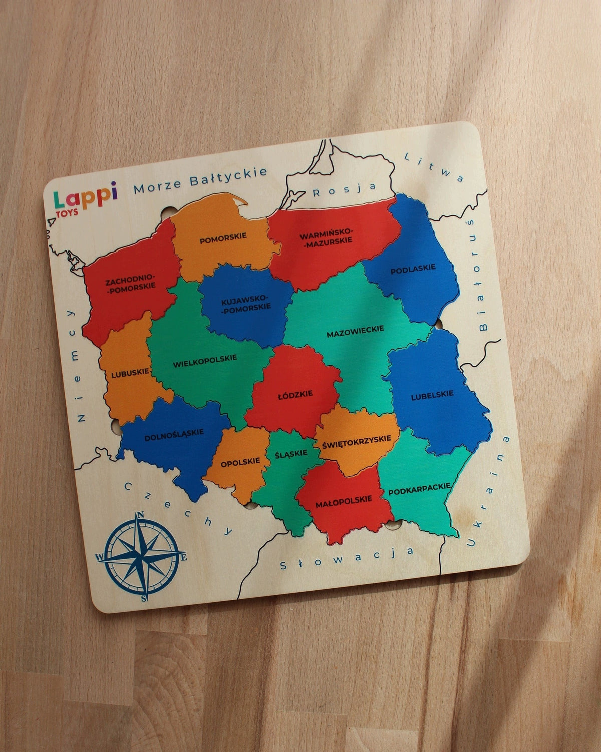 Map Polish + Emblem + Flag l wooden map montessori Packaging status original
