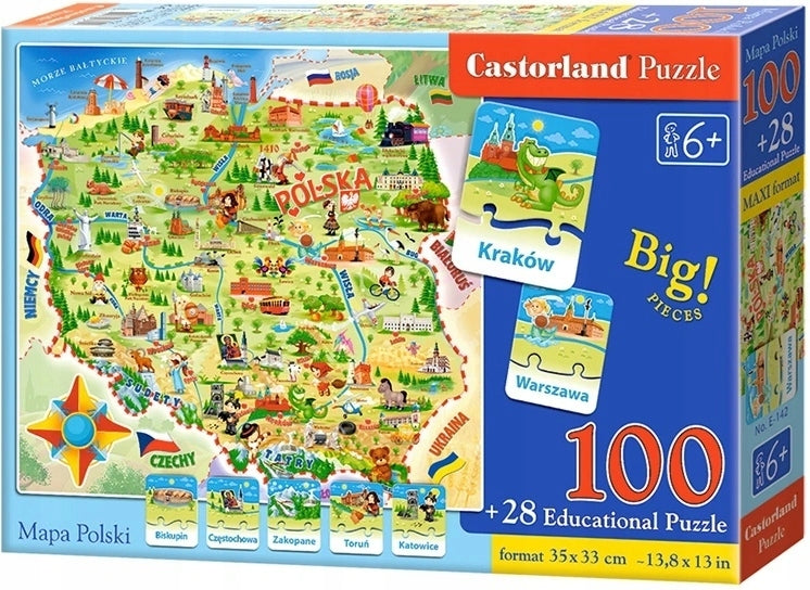 Map Polish Puzzle 100 + Quiz 28 el. Castorland Brand Castorland