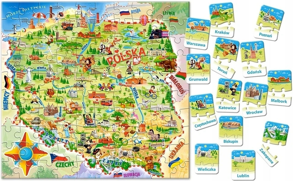 Map Polish Puzzle 100 + Quiz 28 el. Castorland Number of items 100