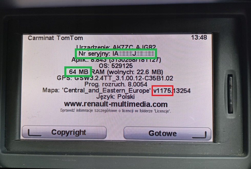 Map Renault TomTom 1175 Carminat Eu East 2026 Radar Watch Repair Manufacturer code Carminat TomTom 2009 - 2010