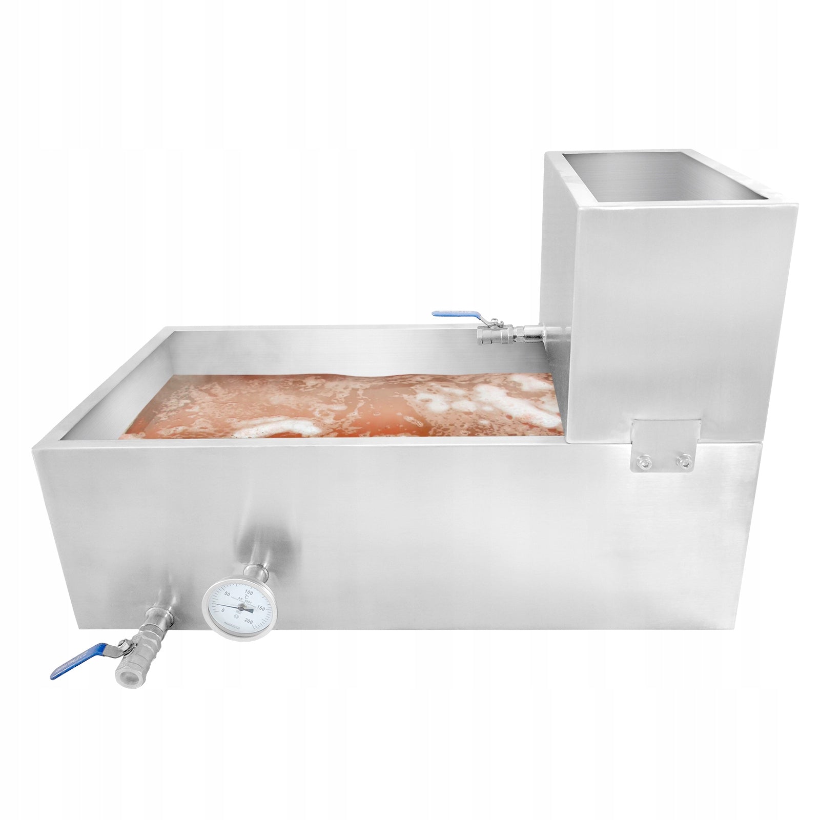 Maple Syrup Evaporator Pan, 2 Valves & Thermometer, 79.5L, 76*41*48CM