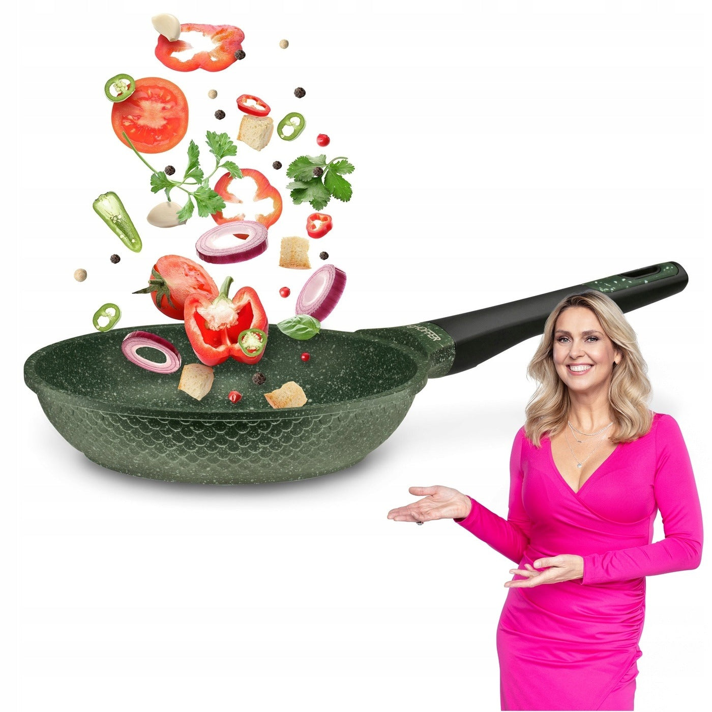 Marble PAN INDUCTION Nonstick Pan SMALL 20cm Green Husk