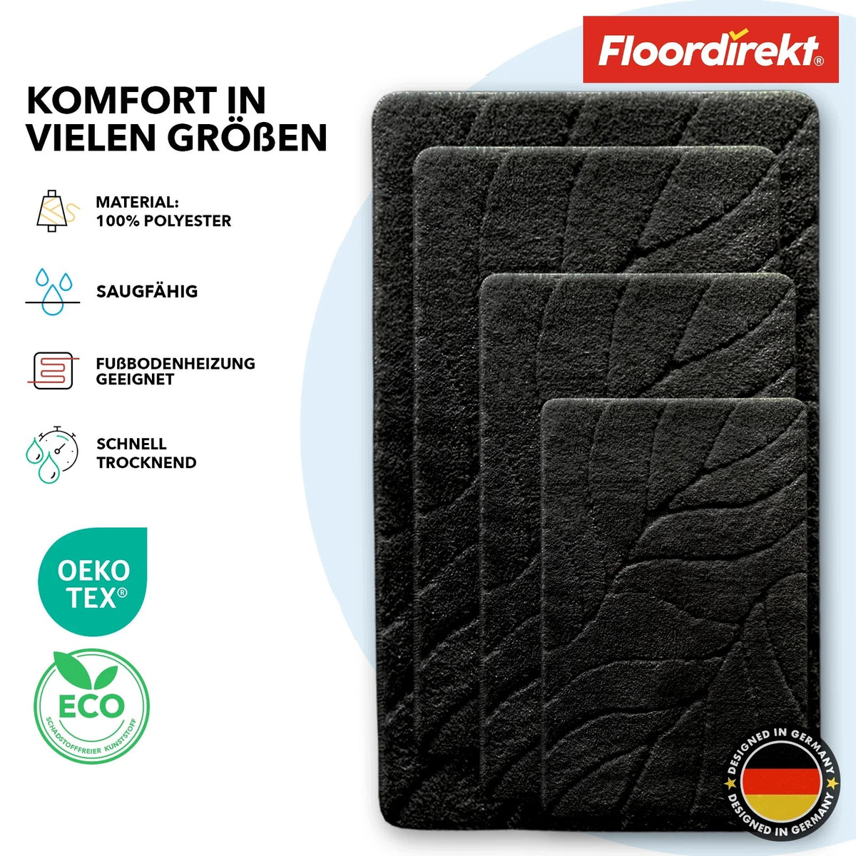 Maris Bath Mat Fluffy Bath Mat 40 x 60 cm Black Brand no brand