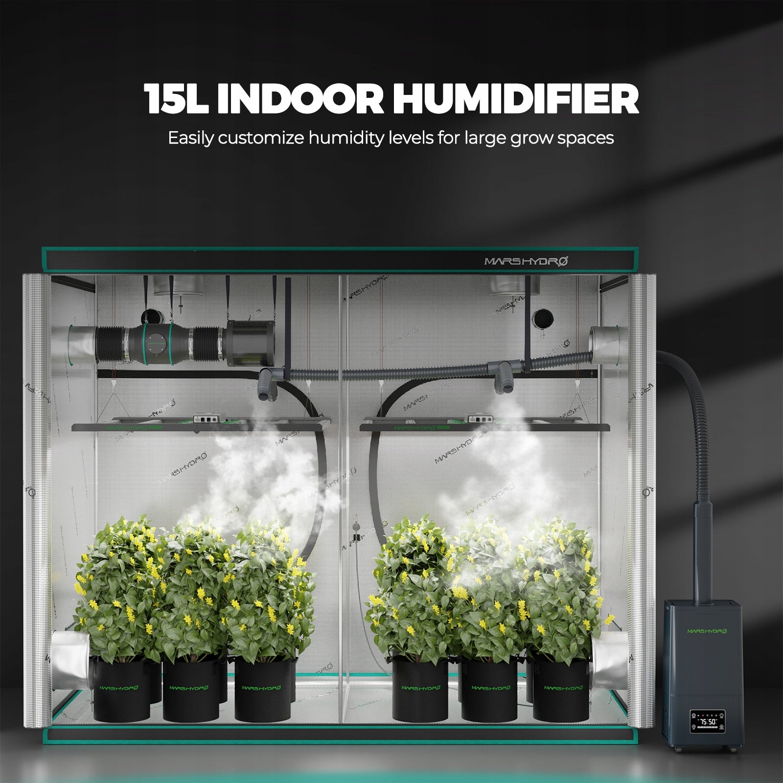Mars Hydro 15L Ultrasonic Cool Mist Humidifier Air Humidifier for Grow Tent Packaging status original