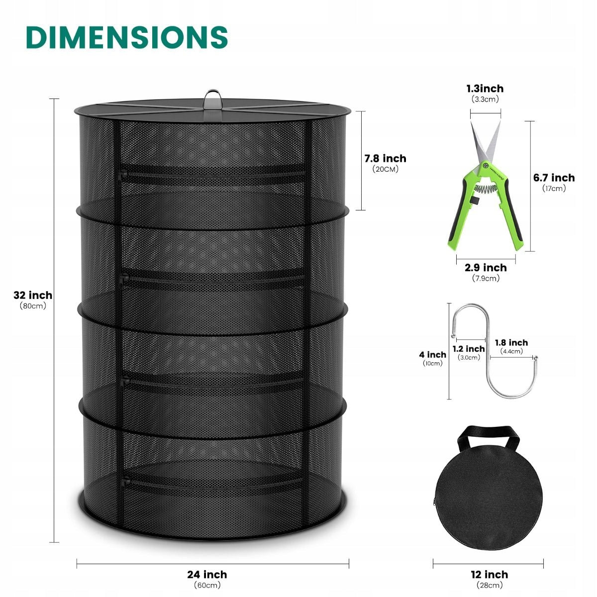Mars Hydro 4-Layer Herbs Drying Net Folding Dry Rack With Pruning Shears Packaging status original
