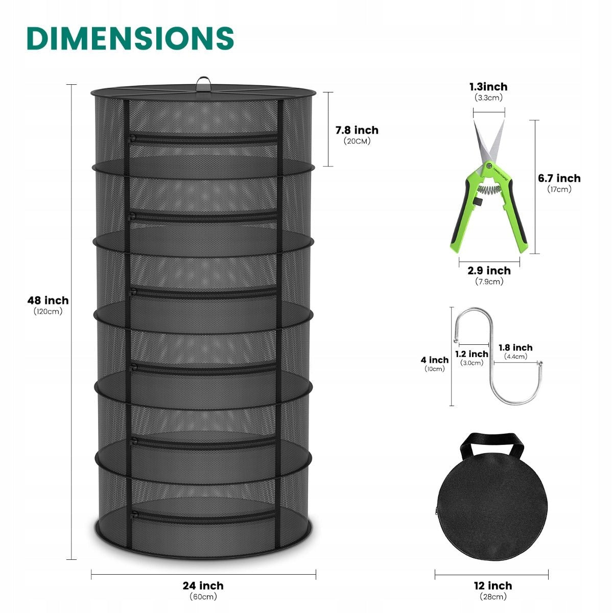 Mars Hydro 6-Layer Herbs Drying Net Folding Dry Rack With Pruning Shears Packaging status original