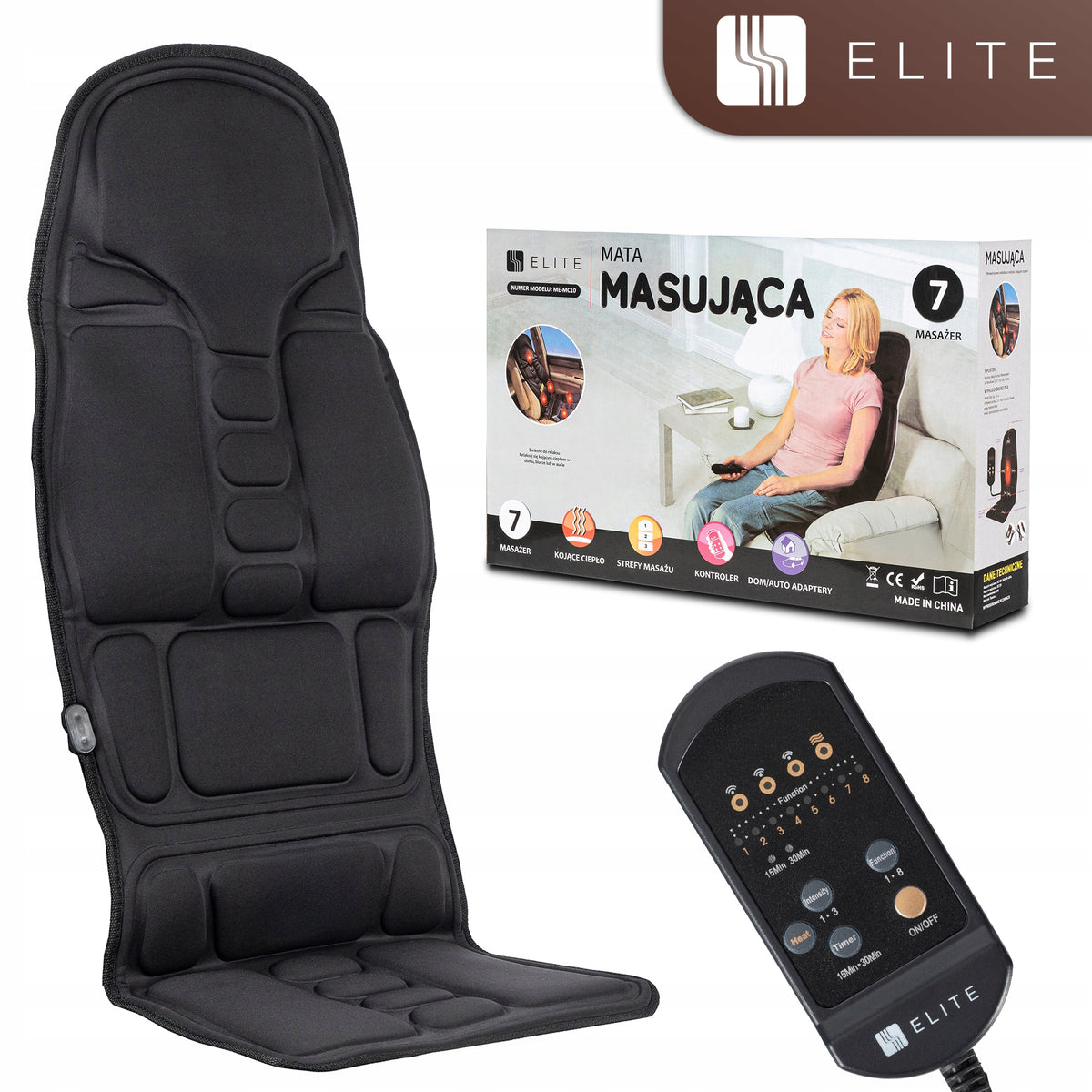 Massage Mat For Bed Car Seat Sofa Black ELITE ME-MC10 Medical device no