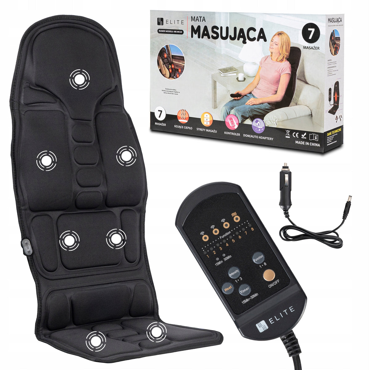 Massage Mat For Bed Car Seat Sofa Black ELITE ME-MC10