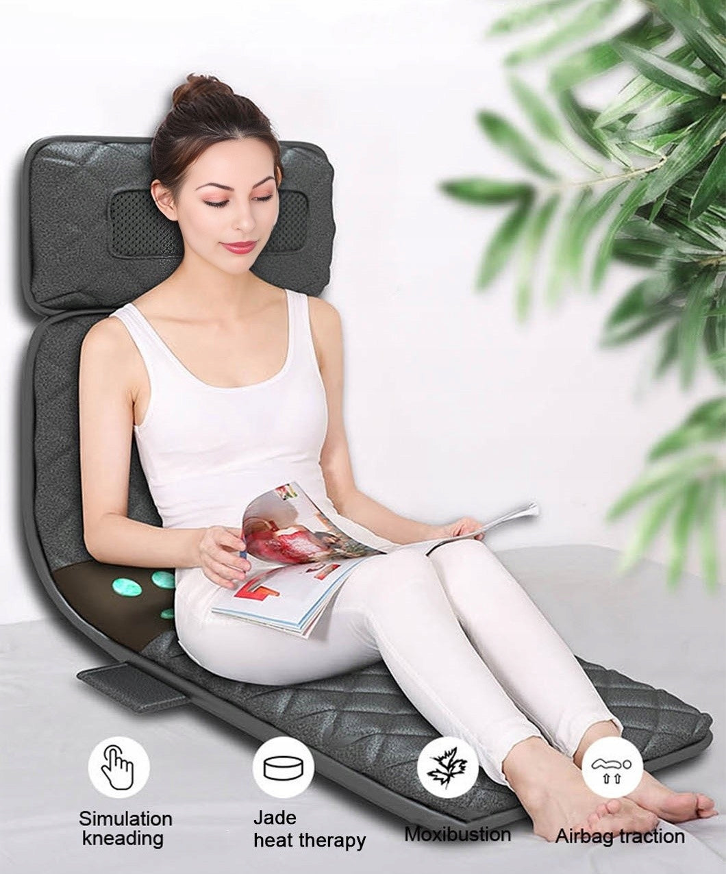 Massage Mat Massager Chair Massage Mattress for Back Body Color gray