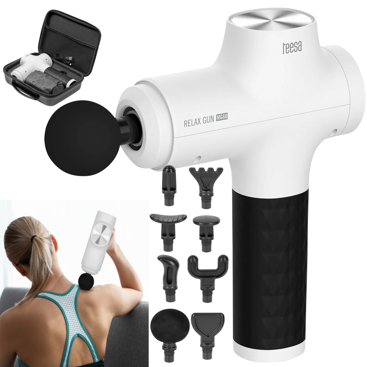 Massage gun massager ideal for back body Relax GUN 8 tips