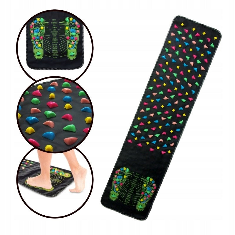 Massage mat for foot acupressure with projections - black - 1 pcs.