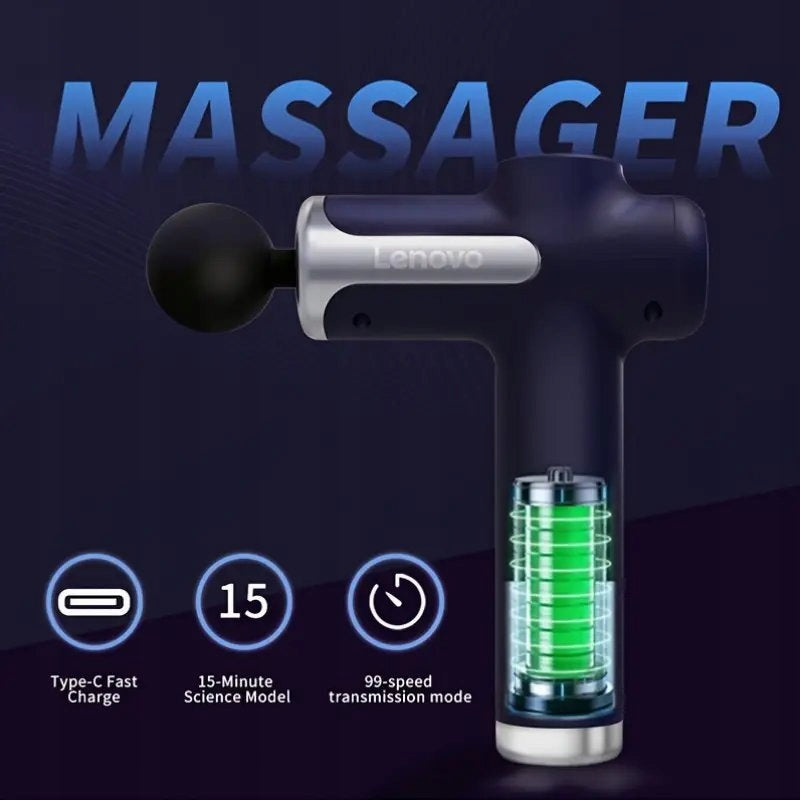 Massager Massage Gun LENOVO Fascia Gun N3 8 Tips 1800mAh Blue Manufacturer code N3