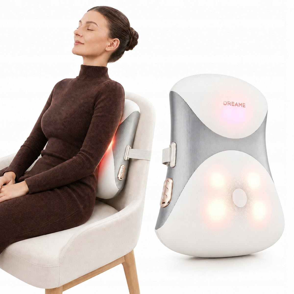 Massager Massage Pillow Dreame W30 on Back Lumbar Beige