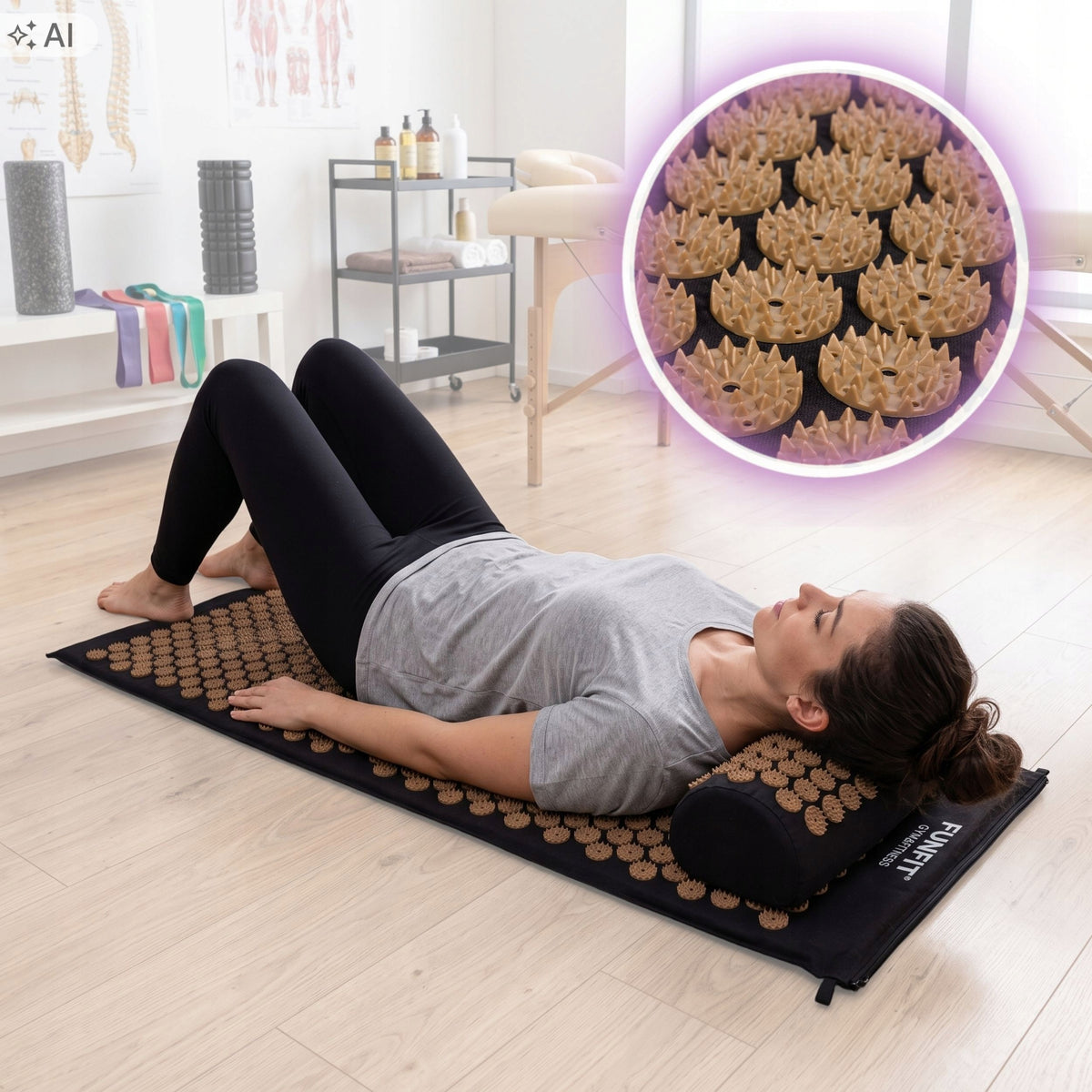 Mat with spikes for acupressure 110x42cm with pillow FUNFIT +bag Brand no brand