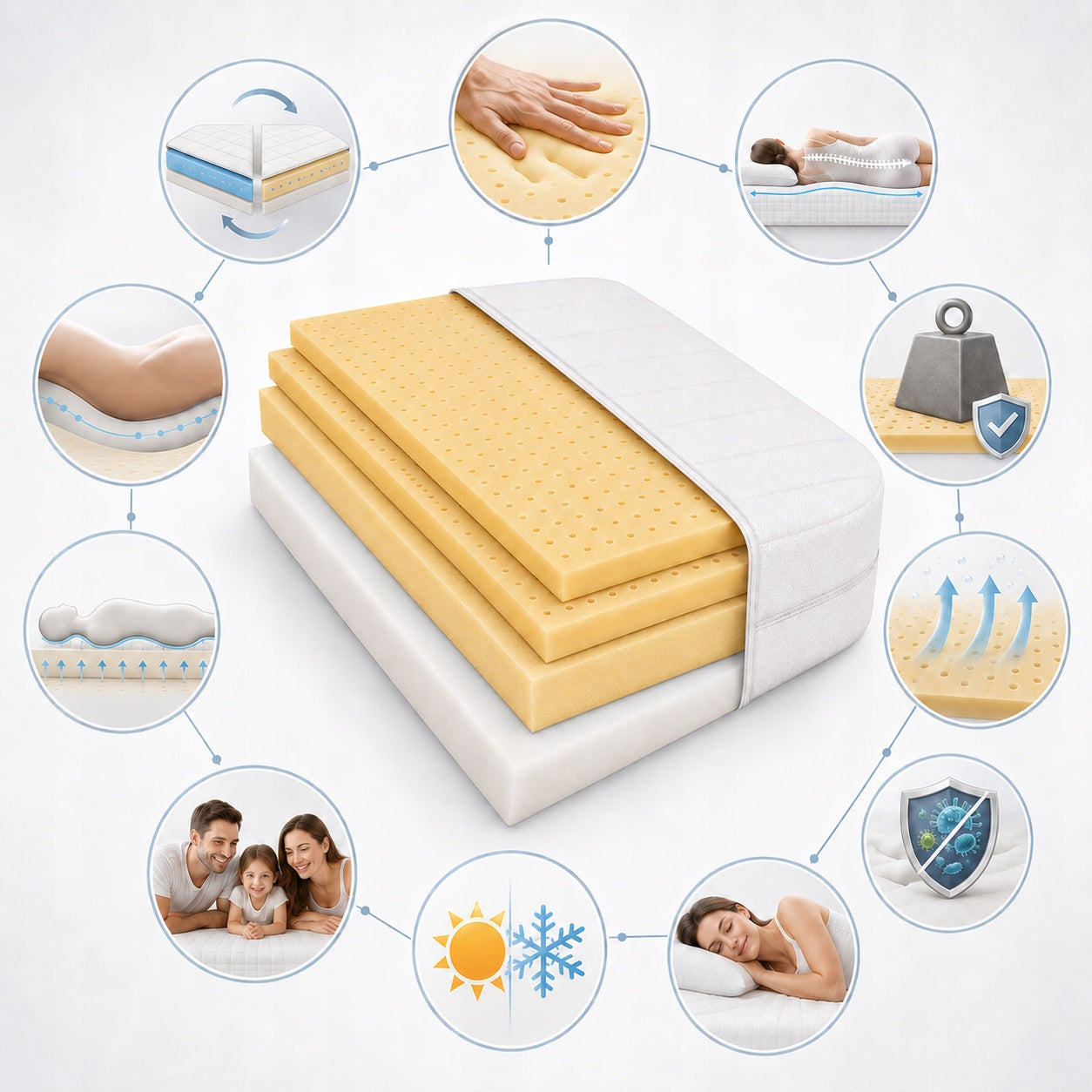 Mattress 100x200 foam 19cm latex and visco foam H2 H3 children durable Brand MATERACE Z GÓR