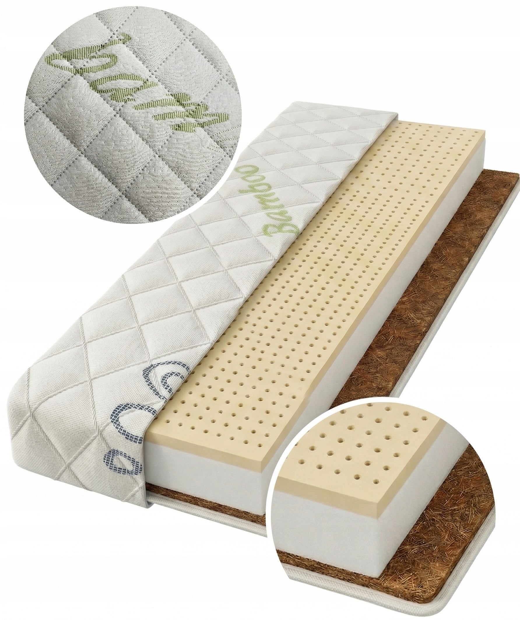 Mattress 120x60 cots Latex Foam Coconut Bamboo H2/H3 Anti-allergic